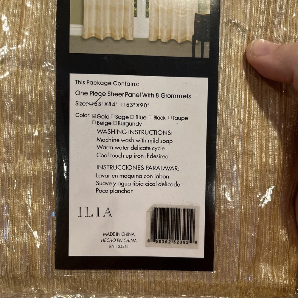 Vivatex Ilia Grommet Curtain Panels Gold Sheer‎ Polyester 53x84
